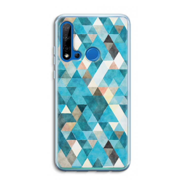 Gekleurde driehoekjes blauw: Huawei P20 Lite (2019) Transparant Hoesje