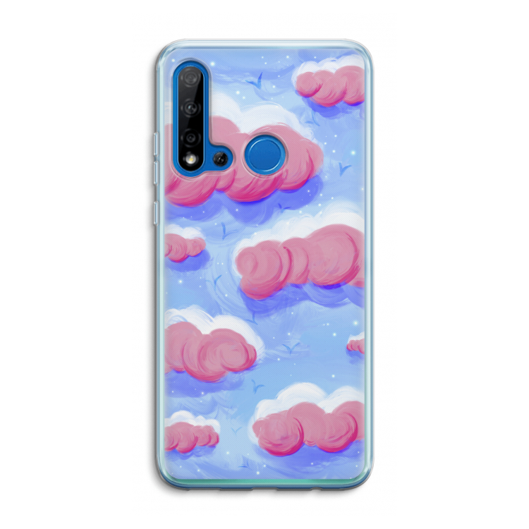 Roze wolken met vogels: Huawei P20 Lite (2019) Transparant Hoesje