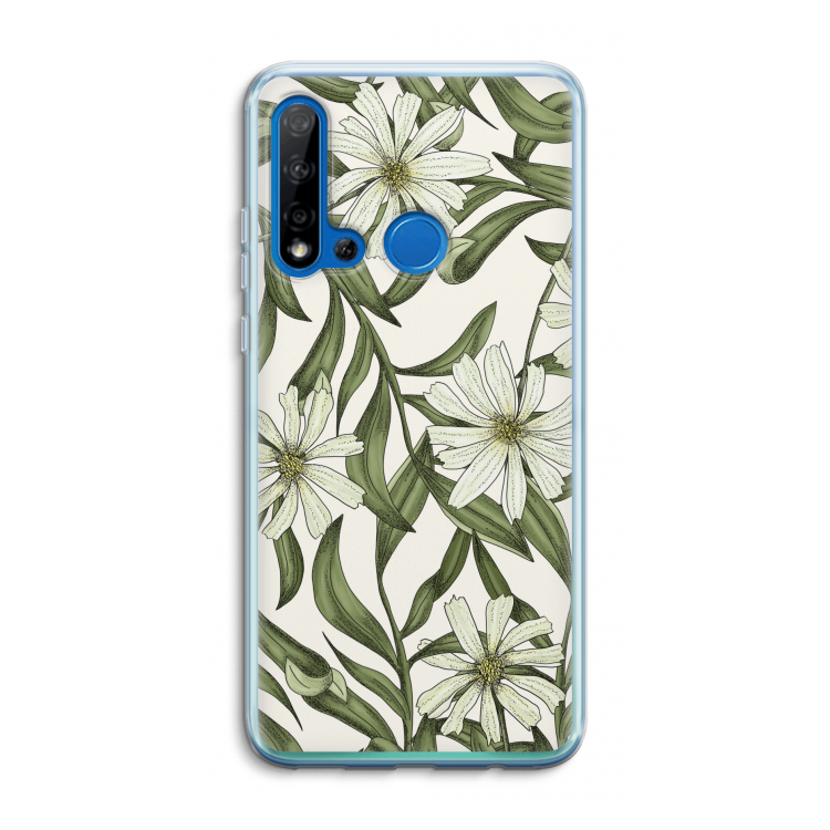 Wit bloemenpatroon: Huawei P20 Lite (2019) Transparant Hoesje