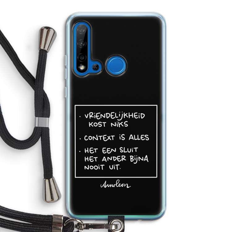 Mijn Motto's: Huawei P20 Lite (2019) Transparant Hoesje met koord