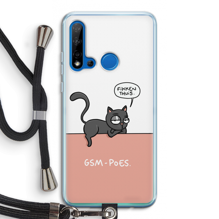 GSM poes: Huawei P20 Lite (2019) Transparant Hoesje met koord