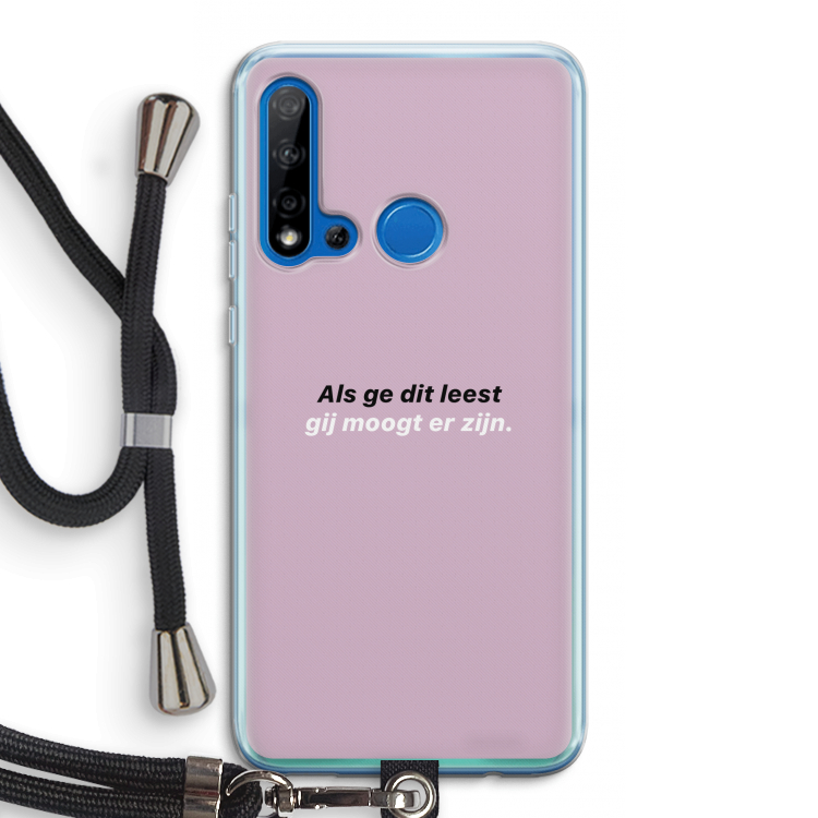 gij moogt er zijn: Huawei P20 Lite (2019) Transparant Hoesje met koord