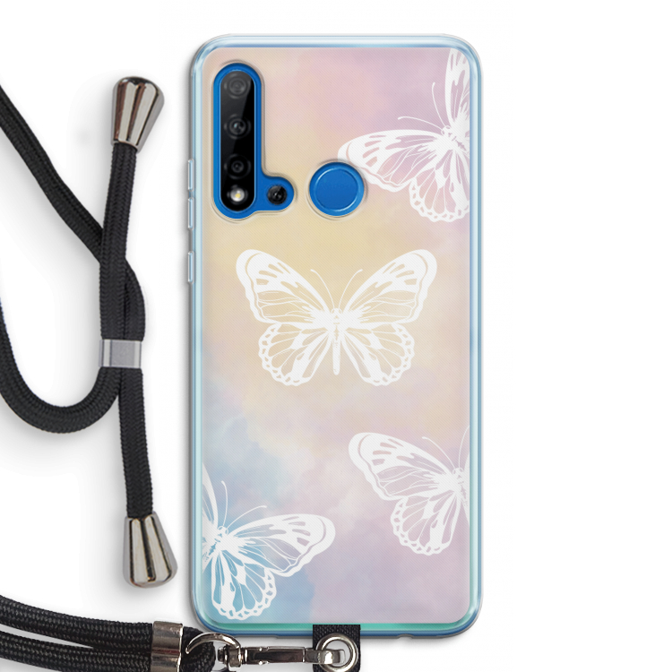 White butterfly: Huawei P20 Lite (2019) Transparant Hoesje met koord