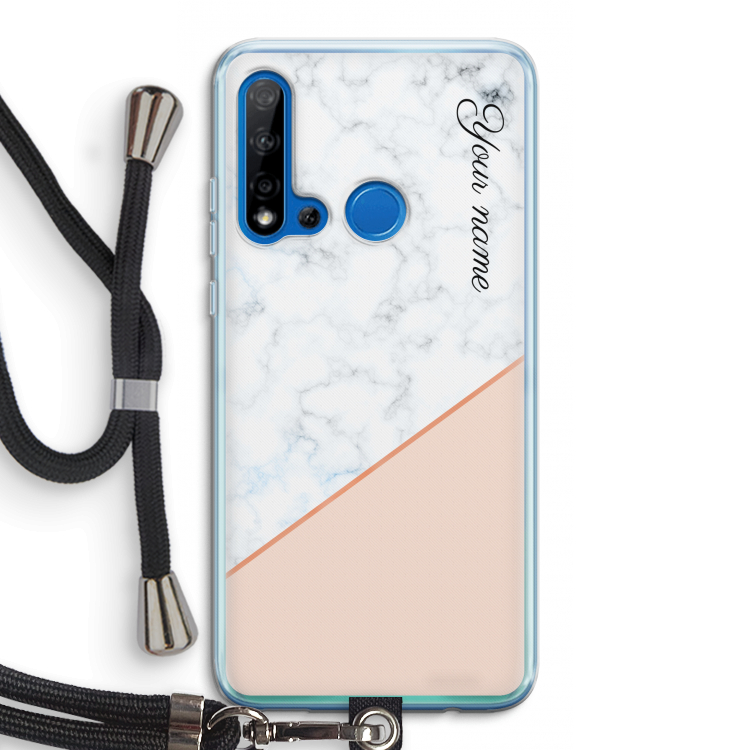 Marmer in stijl: Huawei P20 Lite (2019) Transparant Hoesje met koord