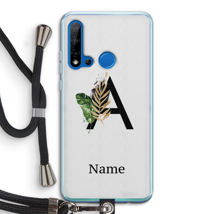 Charcoal Flora: Huawei P20 Lite (2019) Transparant Hoesje met koord