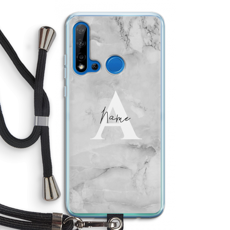 Ivory Marble: Huawei P20 Lite (2019) Transparant Hoesje met koord