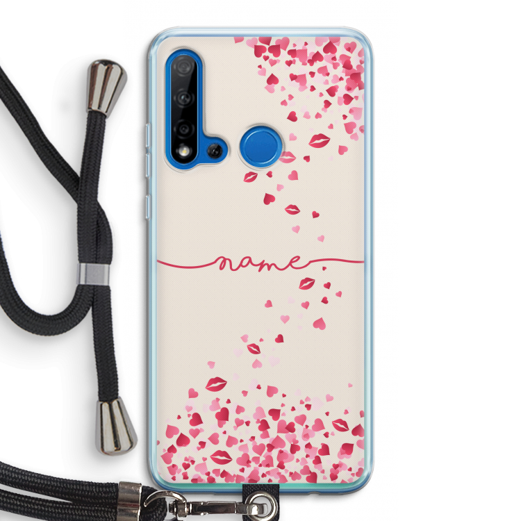 Hartjes en kusjes: Huawei P20 Lite (2019) Transparant Hoesje met koord