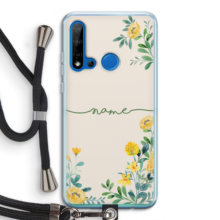 Gele bloemen: Huawei P20 Lite (2019) Transparant Hoesje met koord