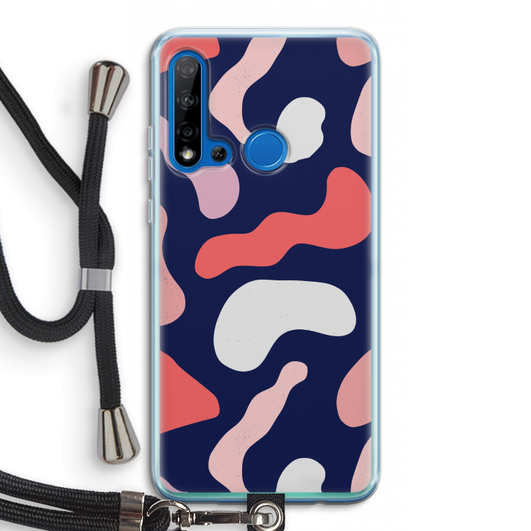 Memphis Shapes Pink: Huawei P20 Lite (2019) Transparant Hoesje met koord