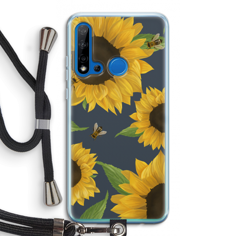 Sunflower and bees: Huawei P20 Lite (2019) Transparant Hoesje met koord