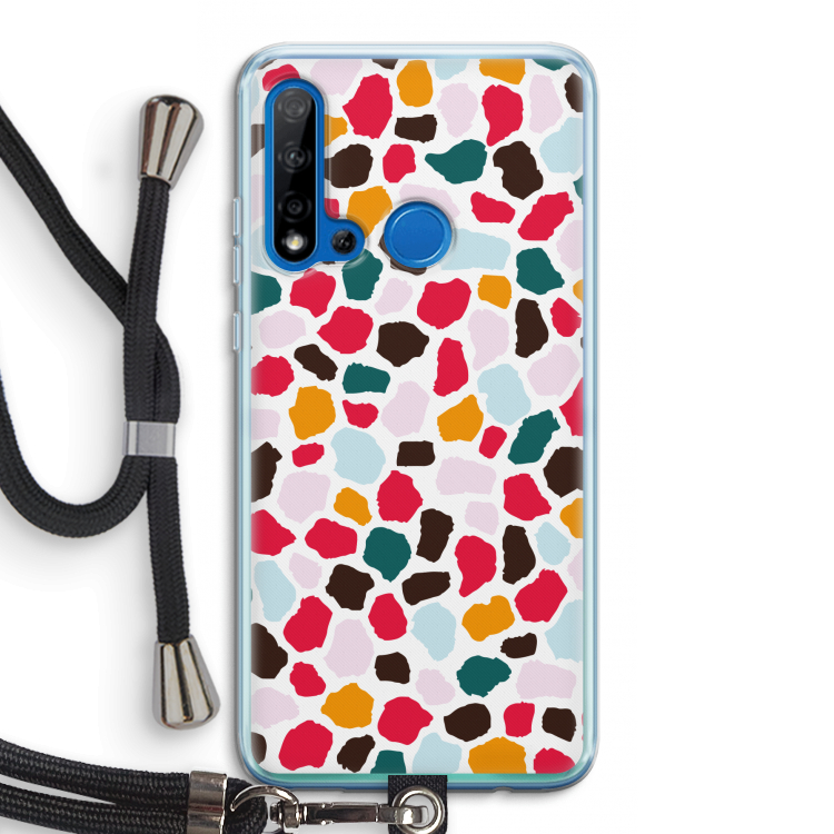 Colored Giraffe: Huawei P20 Lite (2019) Transparant Hoesje met koord