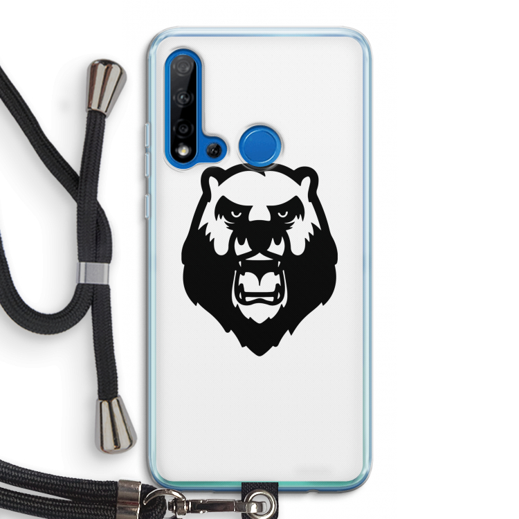 Angry Bear (white): Huawei P20 Lite (2019) Transparant Hoesje met koord