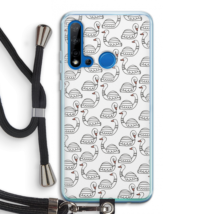 Zwanen: Huawei P20 Lite (2019) Transparant Hoesje met koord