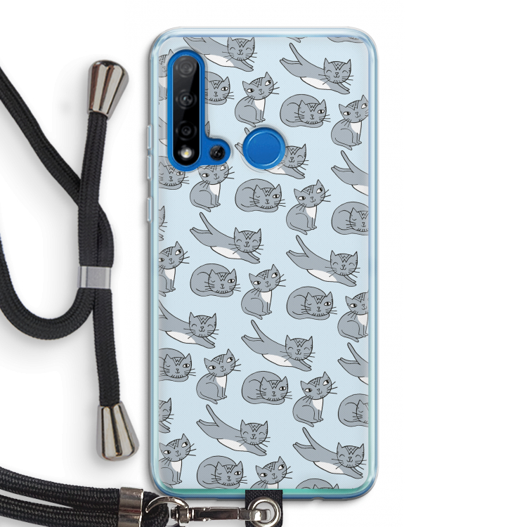 Poezen: Huawei P20 Lite (2019) Transparant Hoesje met koord