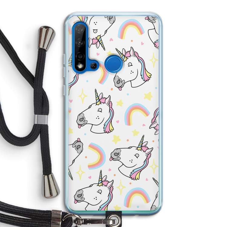 Rainbow Unicorn: Huawei P20 Lite (2019) Transparant Hoesje met koord