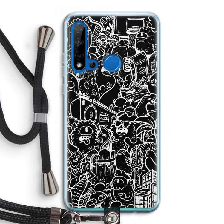 Vexx Black City : Huawei P20 Lite (2019) Transparant Hoesje met koord