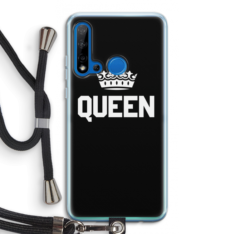 Queen zwart: Huawei P20 Lite (2019) Transparant Hoesje met koord