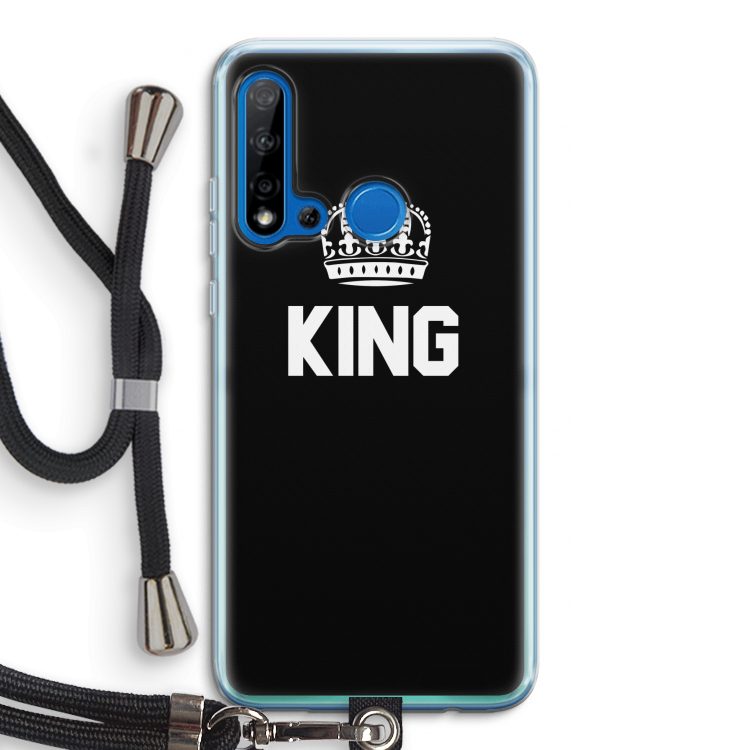 King zwart: Huawei P20 Lite (2019) Transparant Hoesje met koord