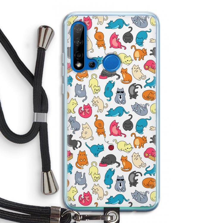 Kleurrijke katten: Huawei P20 Lite (2019) Transparant Hoesje met koord