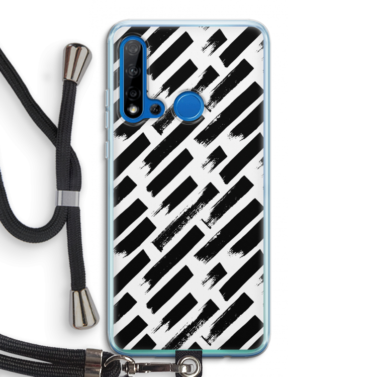 Zwarte vegen: Huawei P20 Lite (2019) Transparant Hoesje met koord