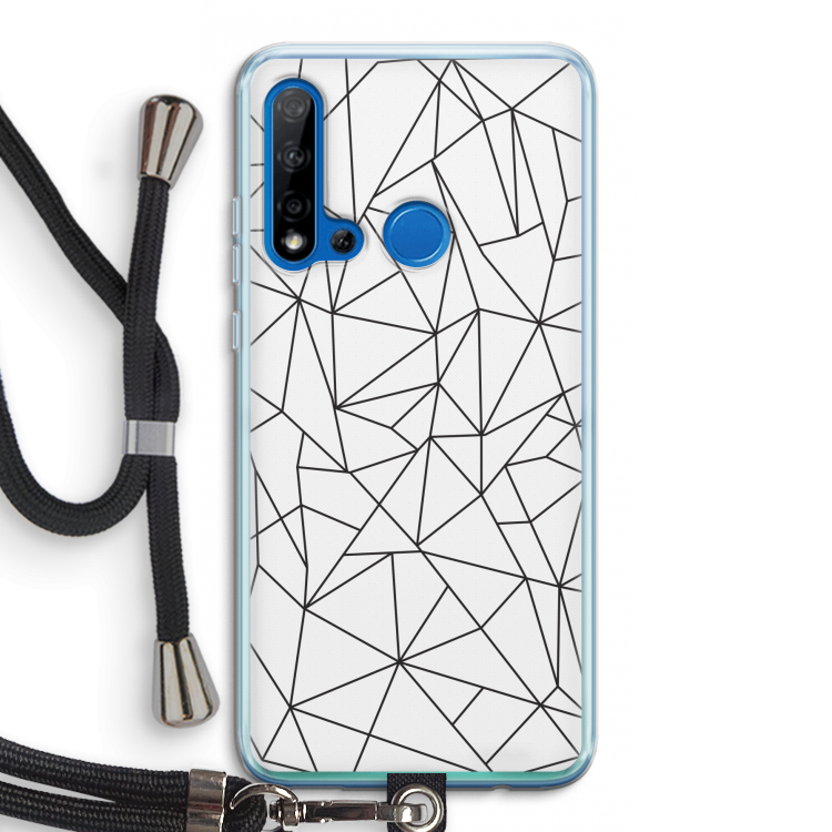 Geometrische lijnen zwart: Huawei P20 Lite (2019) Transparant Hoesje met koord