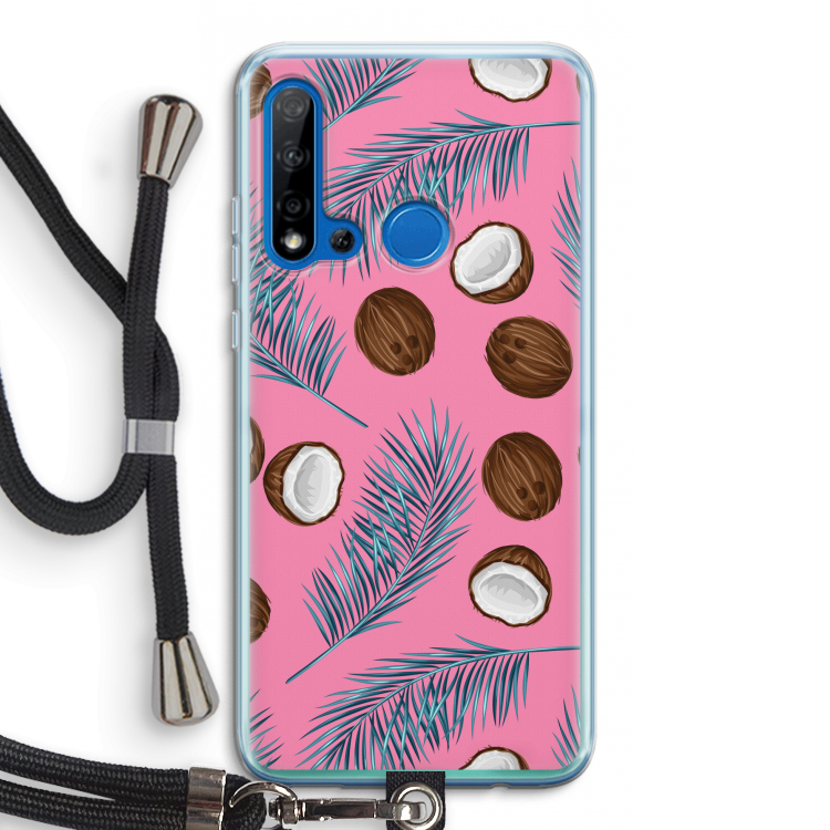 Kokosnoot roze: Huawei P20 Lite (2019) Transparant Hoesje met koord
