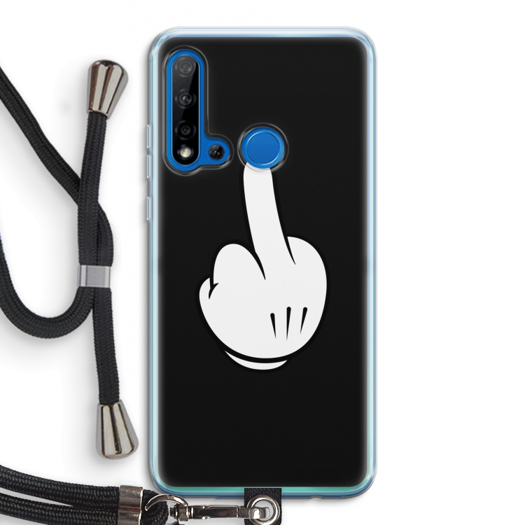 Middle finger black: Huawei P20 Lite (2019) Transparant Hoesje met koord