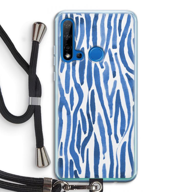 Blauwe nerven: Huawei P20 Lite (2019) Transparant Hoesje met koord