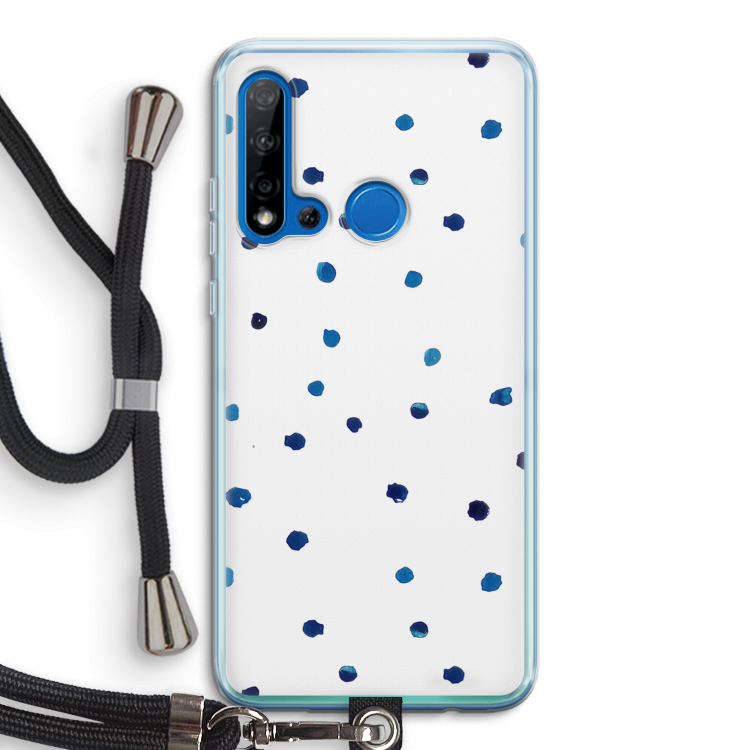 Blauwe stippen: Huawei P20 Lite (2019) Transparant Hoesje met koord