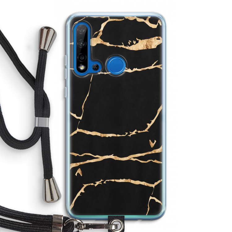 Gouden marmer: Huawei P20 Lite (2019) Transparant Hoesje met koord