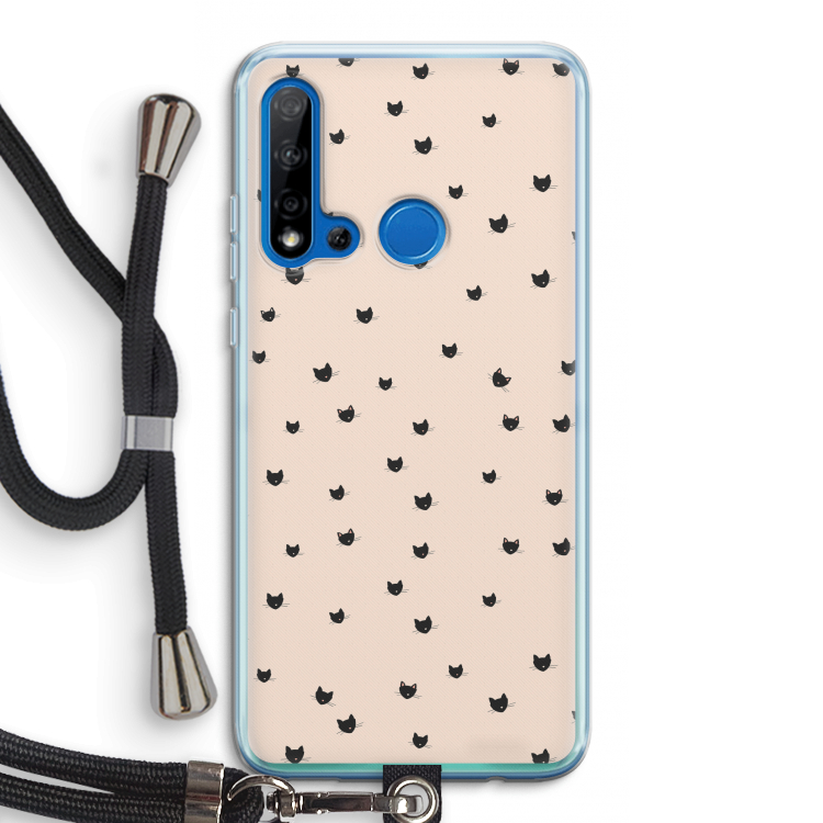 Kleine kattenkopjes: Huawei P20 Lite (2019) Transparant Hoesje met koord