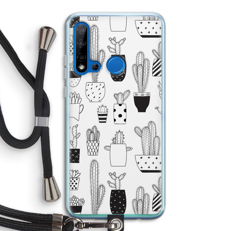 Cactusmotief: Huawei P20 Lite (2019) Transparant Hoesje met koord