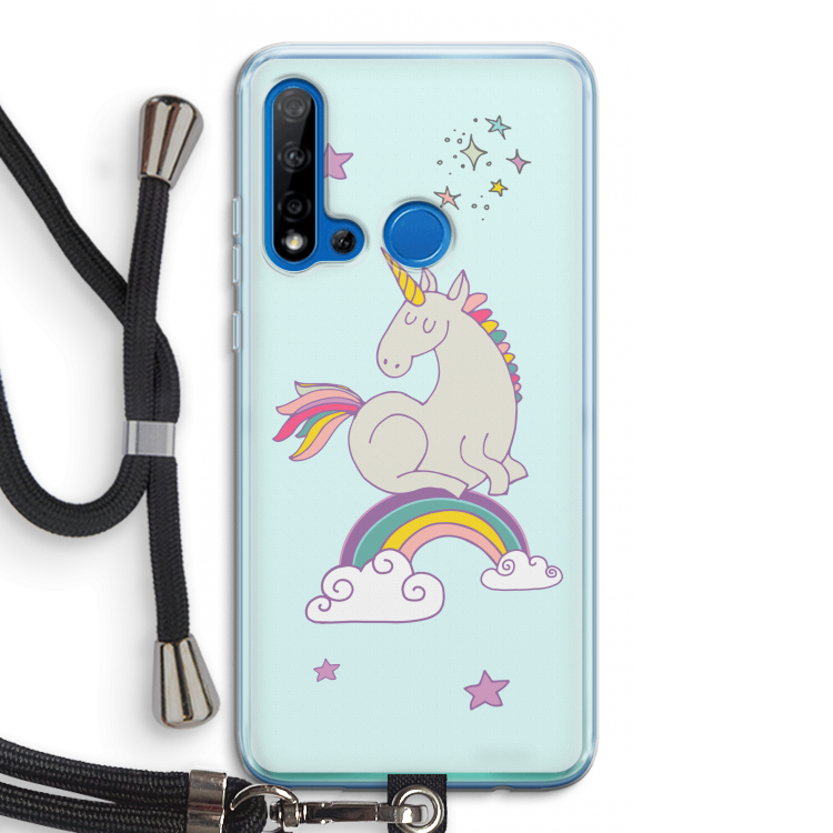 Regenboog eenhoorn: Huawei P20 Lite (2019) Transparant Hoesje met koord