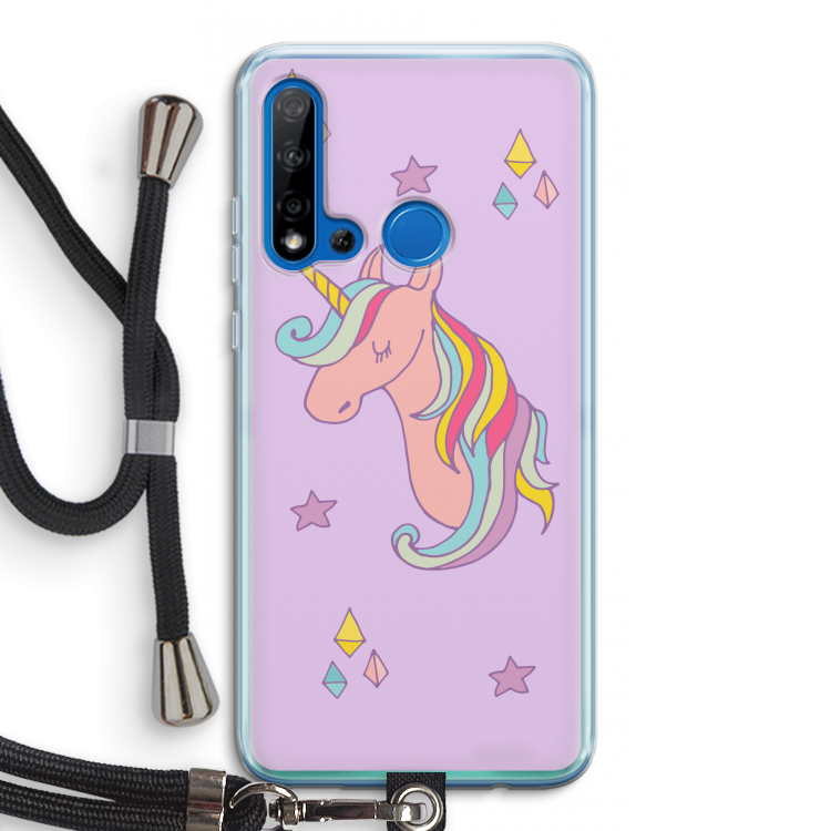 Roze eenhoorn: Huawei P20 Lite (2019) Transparant Hoesje met koord