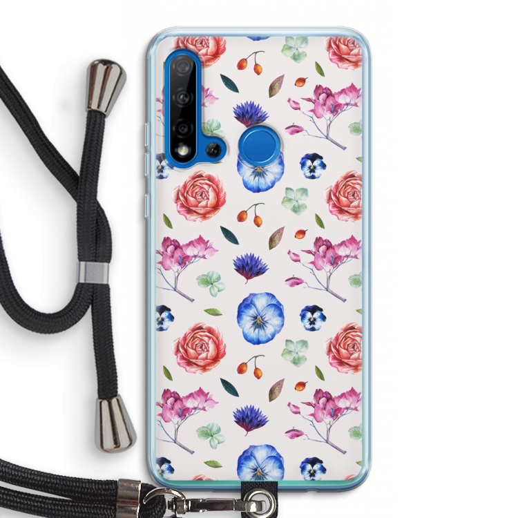 Bloemetjes: Huawei P20 Lite (2019) Transparant Hoesje met koord