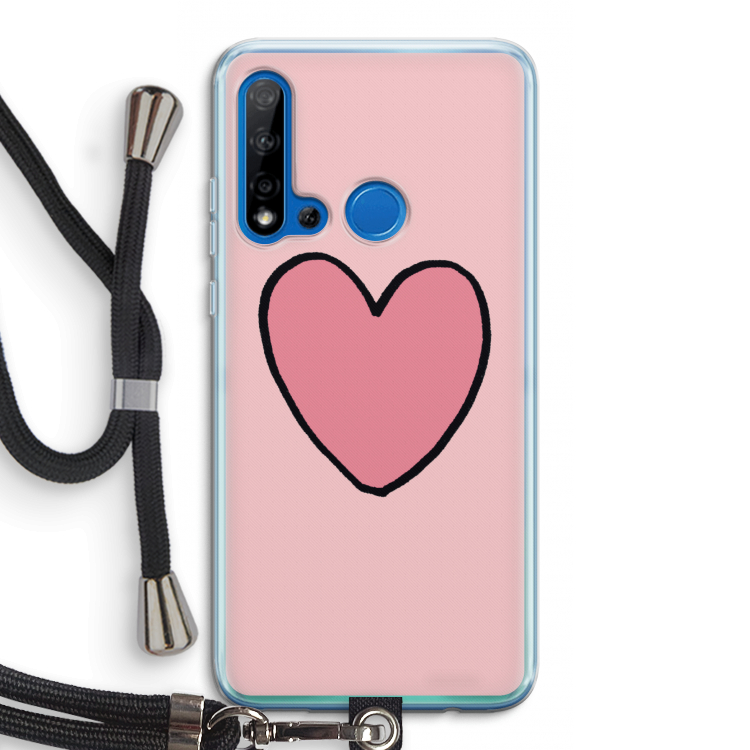 Hartje: Huawei P20 Lite (2019) Transparant Hoesje met koord