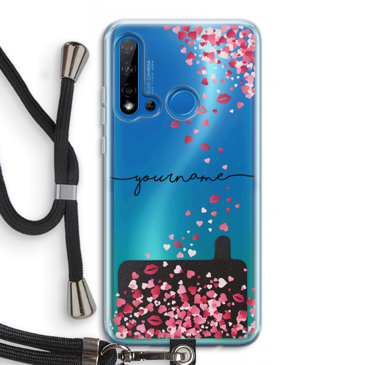 Hartjes en kusjes: Huawei P20 Lite (2019) Transparant Hoesje met koord