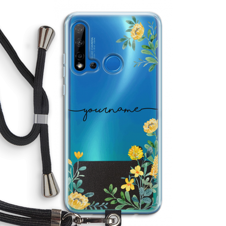 Gele bloemen: Huawei P20 Lite (2019) Transparant Hoesje met koord