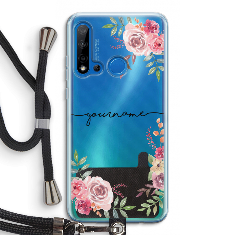 Rozen: Huawei P20 Lite (2019) Transparant Hoesje met koord