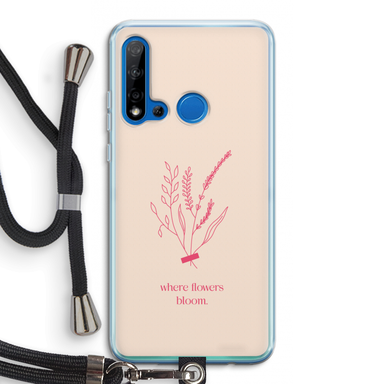 Where flowers bloom: Huawei P20 Lite (2019) Transparant Hoesje met koord
