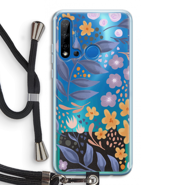 Flowers with blue leaves: Huawei P20 Lite (2019) Transparant Hoesje met koord