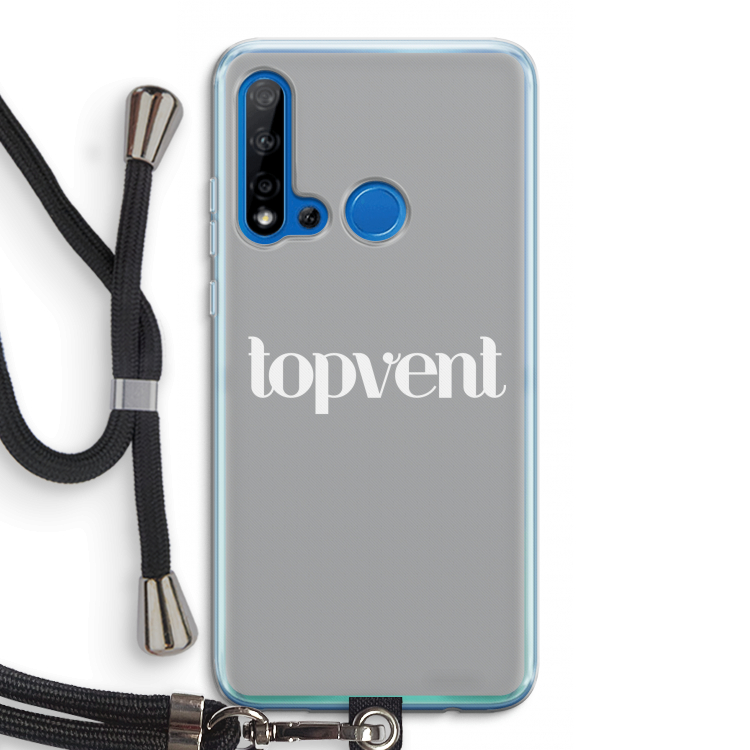Topvent Grijs Wit: Huawei P20 Lite (2019) Transparant Hoesje met koord
