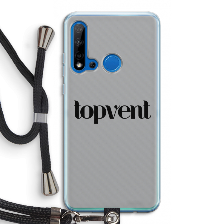 Topvent Grijs Zwart: Huawei P20 Lite (2019) Transparant Hoesje met koord