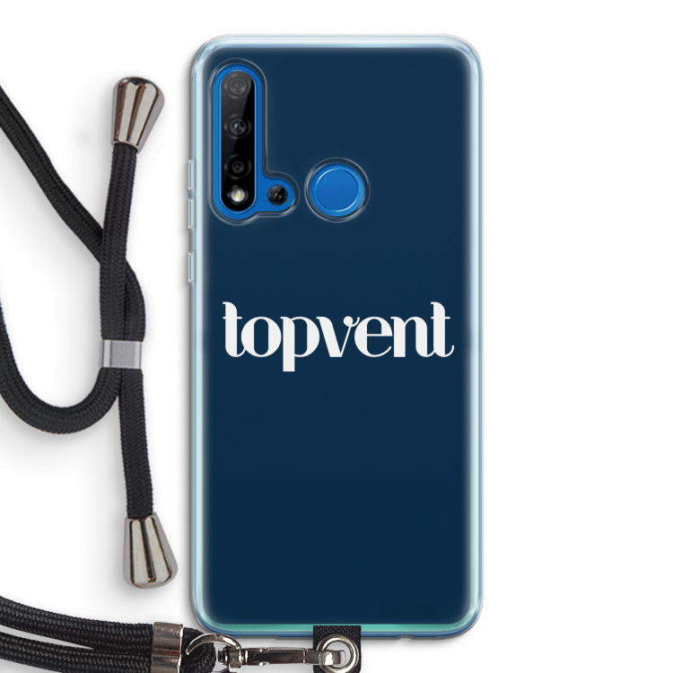 Topvent Navy: Huawei P20 Lite (2019) Transparant Hoesje met koord