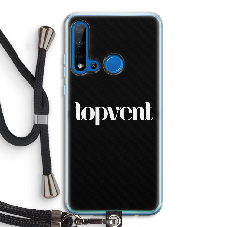 Topvent Zwart: Huawei P20 Lite (2019) Transparant Hoesje met koord