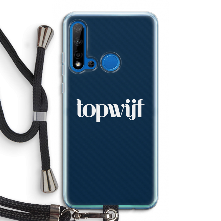 Topwijf Navy: Huawei P20 Lite (2019) Transparant Hoesje met koord