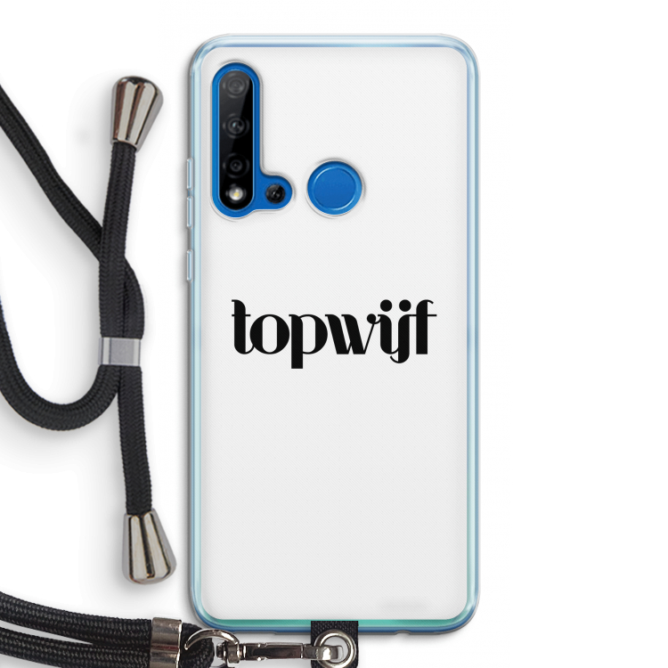 Topwijf Wit: Huawei P20 Lite (2019) Transparant Hoesje met koord