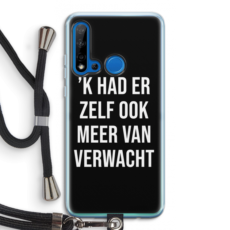 Meer verwacht - Zwart: Huawei P20 Lite (2019) Transparant Hoesje met koord