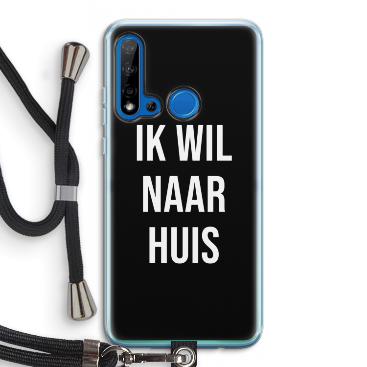 Ik wil naar huis - Zwart: Huawei P20 Lite (2019) Transparant Hoesje met koord