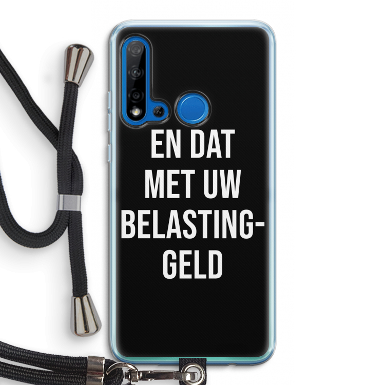 Belastinggeld - Zwart: Huawei P20 Lite (2019) Transparant Hoesje met koord